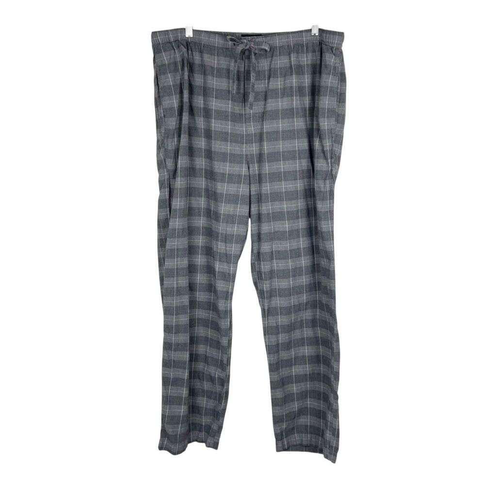 Claiborne Sleepwear Pajama Pants Men Extra Large Grey Plaid Cotton Bottoms